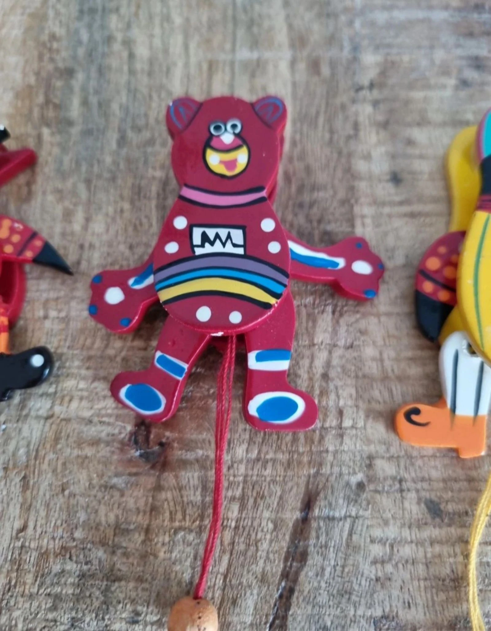 Lote de 5 juguetes vintage articulados de madera para tirar – photo 6